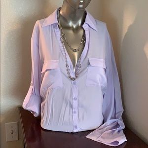 NEW YORK & CO, NEW Sheer Collard, Button Up Blouse